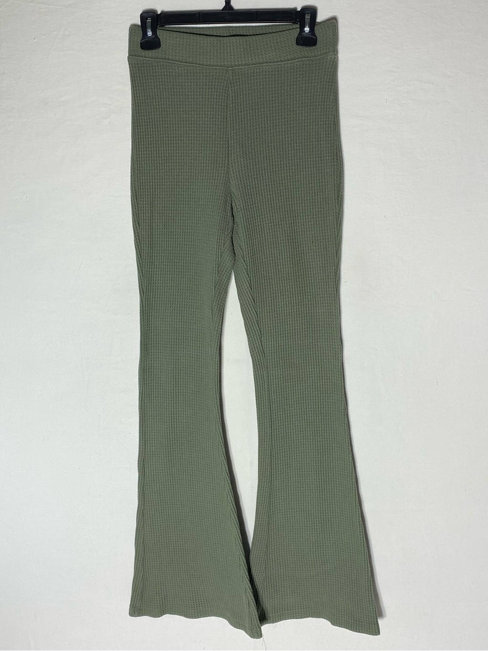 Aerie Olive Green Waffle Knit High Waist Flare Loungewear Pants S